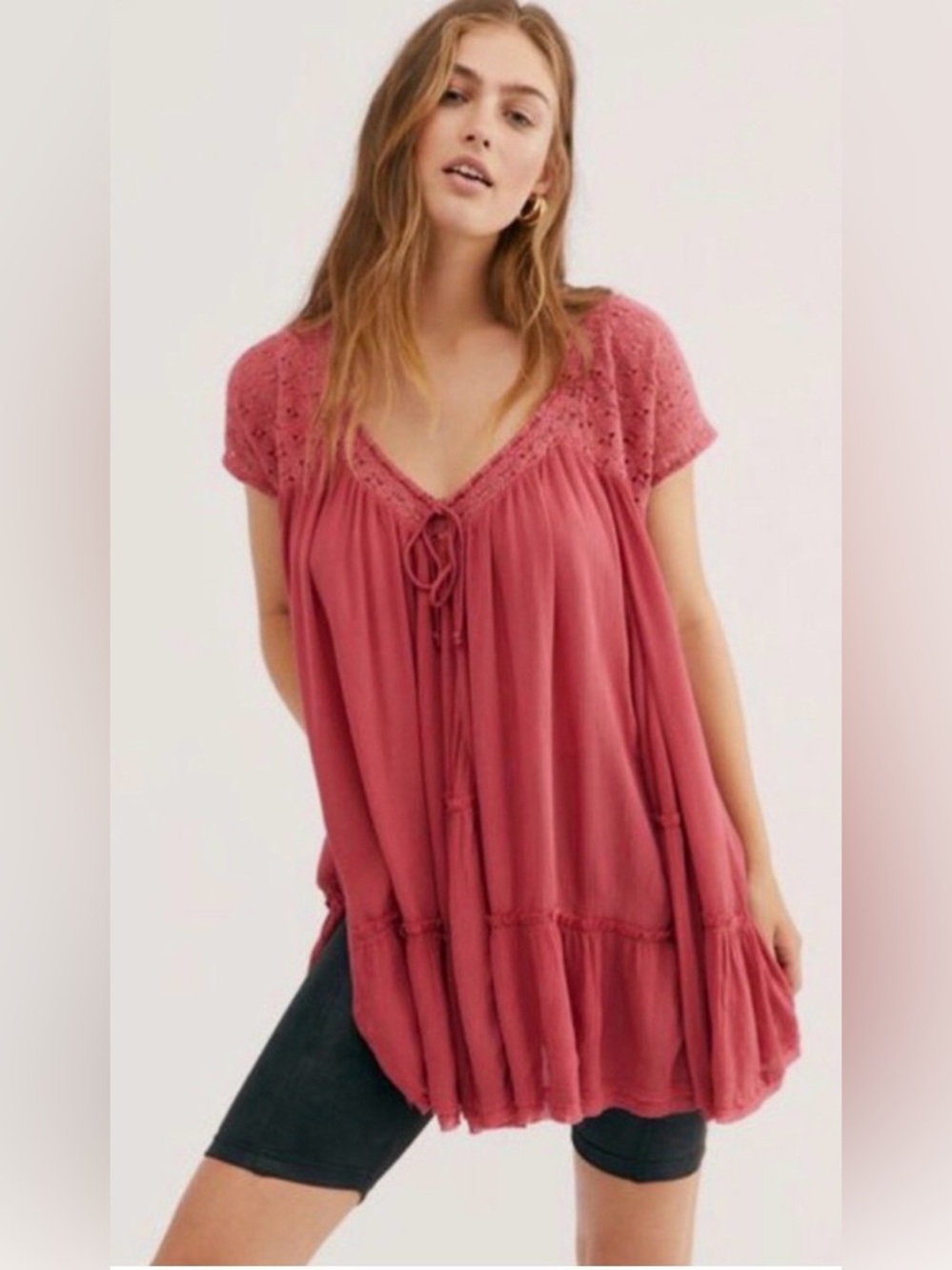 NEW FREE PEOPLE ENDLESS SUMMER Sz S SUNFEST CROCHET EMBROIDERED TUNIC SWEET SANG